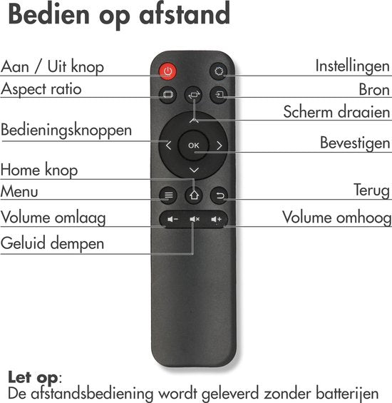iMoshion Draagbare Beamer - Full HD Mini Beamer / Projector - Streamen via WiFi - Zwart