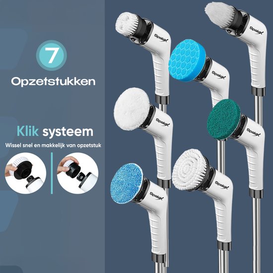 Spalax Elektrische Schoonmaakborstel - Schrobborstel - Poetsmachine - Schrobmachine - Schrobber met Steel