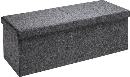 Casaria Zitbank met Opbergruimte - 115x40x40cm 131L Linnen Look – Donkergrijs