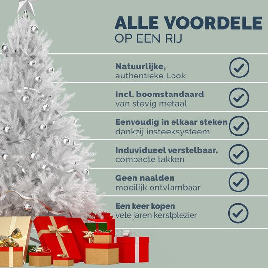 Casaria Kerstboom PVC - Metalen Voet - 180 cm Wit