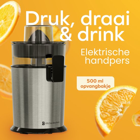 KitchenBrothers Citruspers - Handmatig - Met Uitloop - 0.5L - RVS