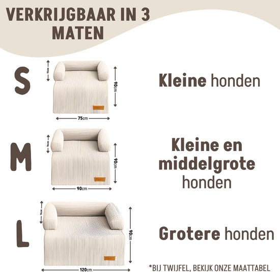By Cee Cee Origineel Hondendeken Bank – Hondenkleed Bank - Hondenmand - Premium - Volledig Afritsbaar - Ribstof - Beige - 120x90 - Maat L