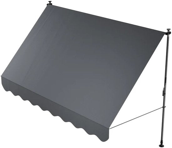 Luifel / Klemluifel met handslinger - Balkonluifel kapstadt - 300x120 cm - Grijs