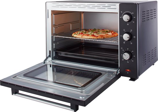 Tomado TEO6000B - Vrijstaande oven - 60 Liter - 2000 Watt - Hetelucht - 4 insteekniveau's - Zwart