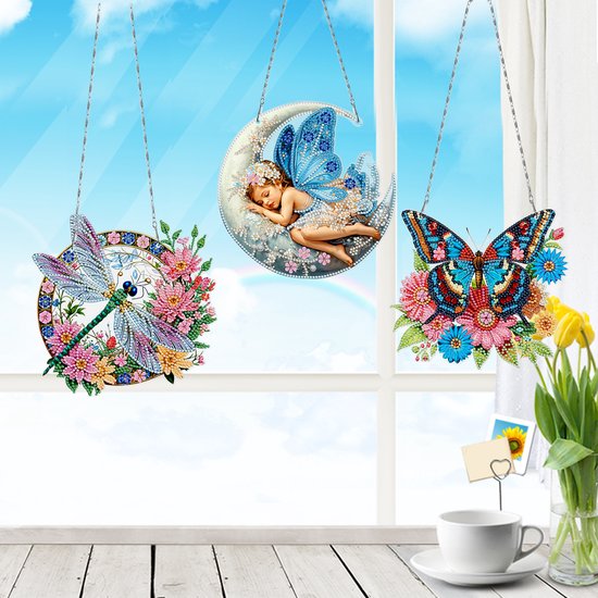Adorzy Adorzy Diamond Painting Raamhangers – 3 stuks – Zonvanger - Diamond Painting Volwassenen – Diamond Painting Kinderen – Raamhangers Dieren