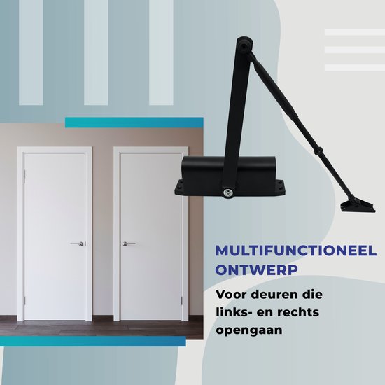 Gtrise Verstelbare Deurdranger - T/M 100KG - Large - Incl bevestigingsset - Hydraulisch - Hoge kwaliteit - Voor binnen & buiten - Veel functies - Deursluiter - Deurveer