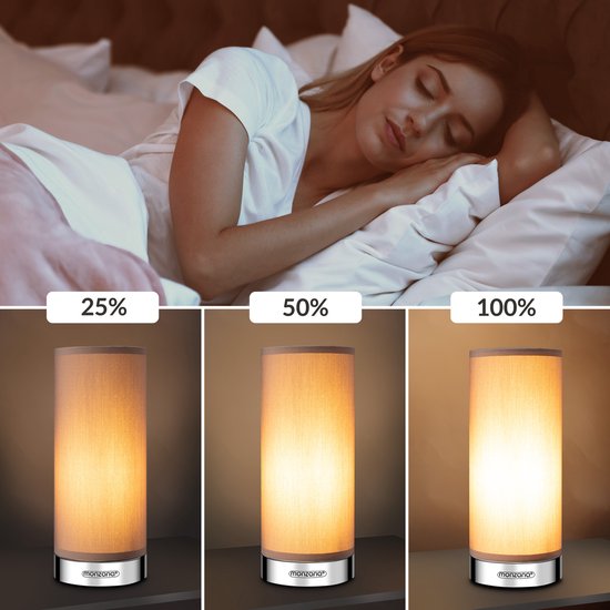 Monzana Tafellamp 2 Stuks LED – Dimbaar E14 - Chroom Taupe