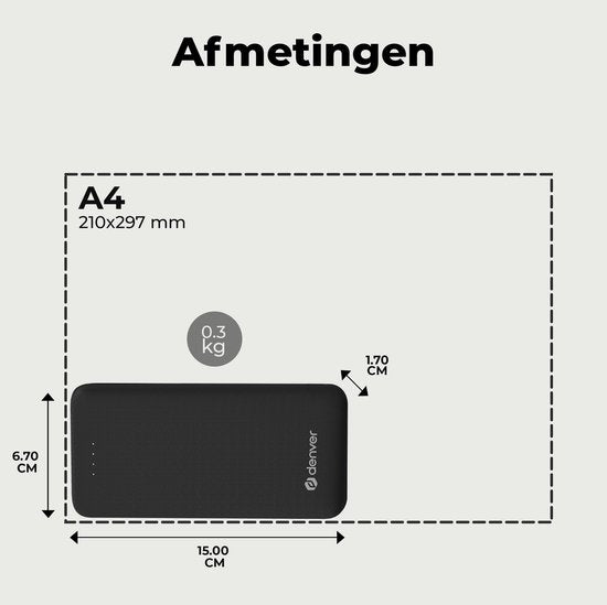 Denver Powerbank 10000 mAh - Met batterij indicator - USB - Micro USB - Universele Powerbank voor o.a. Apple iPhone / Samsung - Zwart - PBS10010B