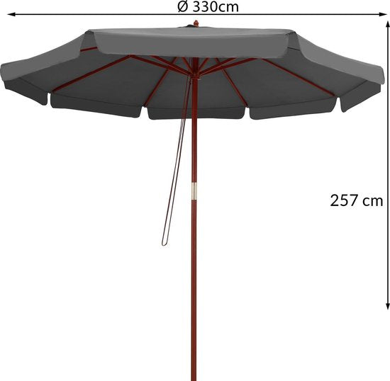 Kingsleeve Parasol 330cm – UV Bescherming 80+ Waterafstotend - Antraciet