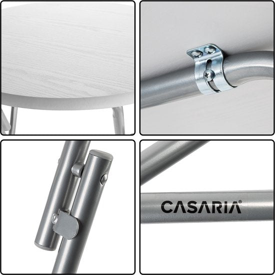 CASARIA Statafel Set van 2 - Inklapbaar houtlook 110cm Ø60cm - Wit