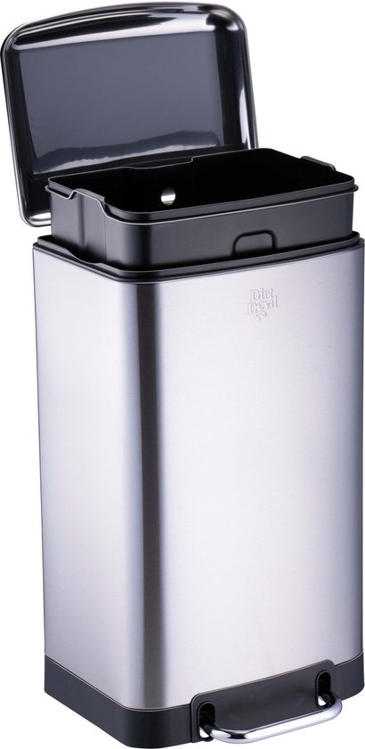 Dirt Devil Pedaalemmer 30 Liter - Prullenbak - RVS - Zilver