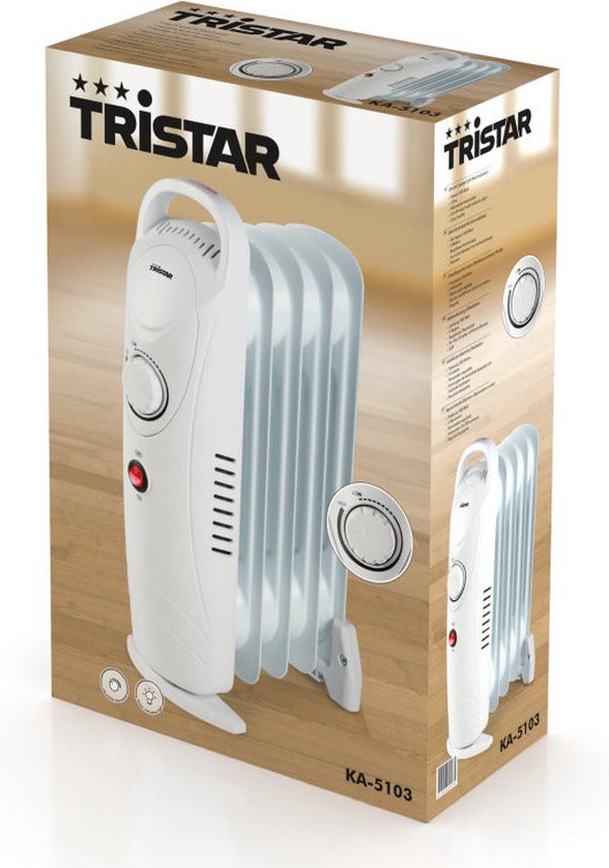 Tristar Elektrische Kachel KA-5103 - Oliegevulde radiator - 500 Watt - 5 ribben - Compact - Wit