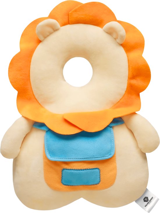 Vulpes Goods® BabyCare - Baby Hoofdbeschermer - Baby Valkussen - Baby Veiligheidskussen - Valrugzak - 3D Ademend - Veilig leren lopen - Leeuw