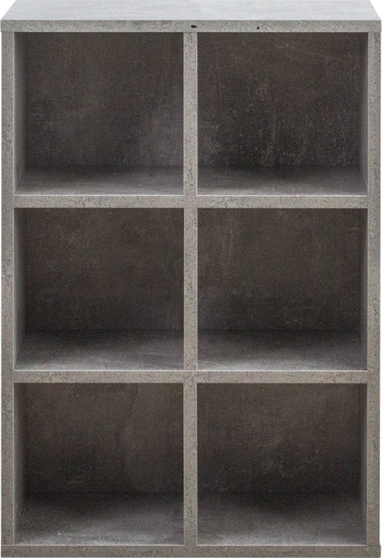 VDD Vakkenkast - Opbergkast - Boekenkast - Wandkast - 6 Open Vakken - Grijs - 97.5x 97.5x33 cm