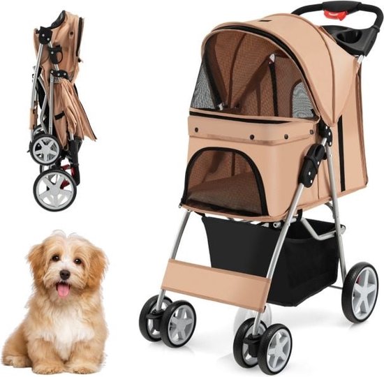Coast Hondenwagen - Huisdieren Buggy - Tot 15 kg - 81 x 45 x 101 cm - Beige