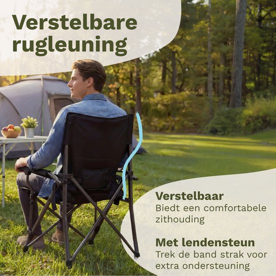 TRVLMORE Campingstoelen - Opvouwbaar - 120KG Draagvermogen - Incl. Draagtas - Klapstoel - Visstoel - Kampeerstoel - Vouwstoel - Zwart