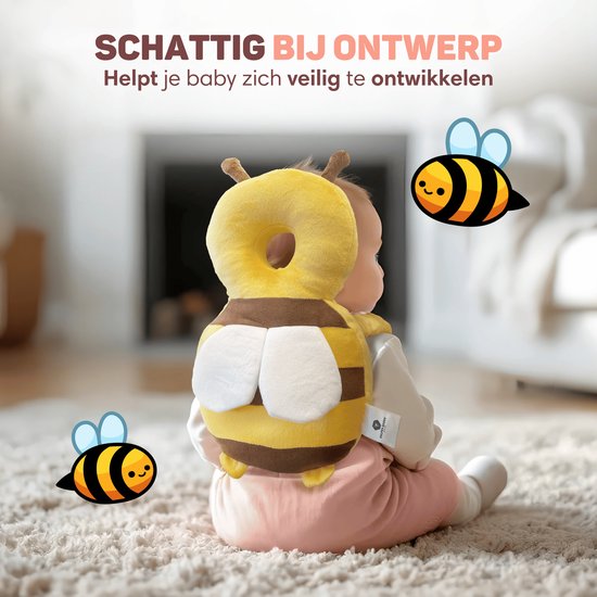 Vulpes Goods® BabyCare - Baby Hoofdbeschermer - Baby Valkussen - Baby Veiligheidskussen - Valrugzak - 3D Ademend - Veilig leren lopen - Bij