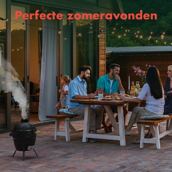 KitchenBrothers Kamado BBQ - Houtskool - 13inch - PFAS-vrij - Ø27cm - Zwart