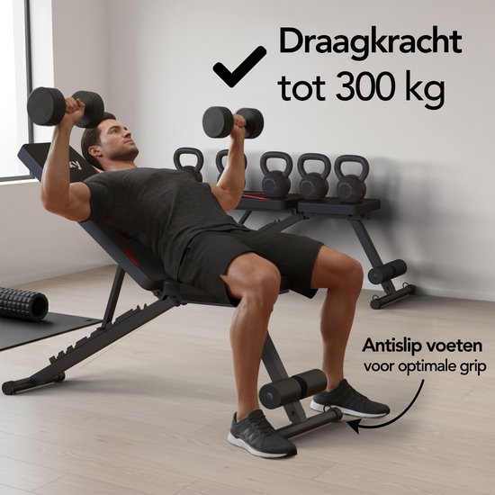 Brixy Fitness Halterbank - Fitnessbank - Tot 300KG - Bench Press Bank - Trainingsbank - Verstelbaar - Inklapbaar - Zwart