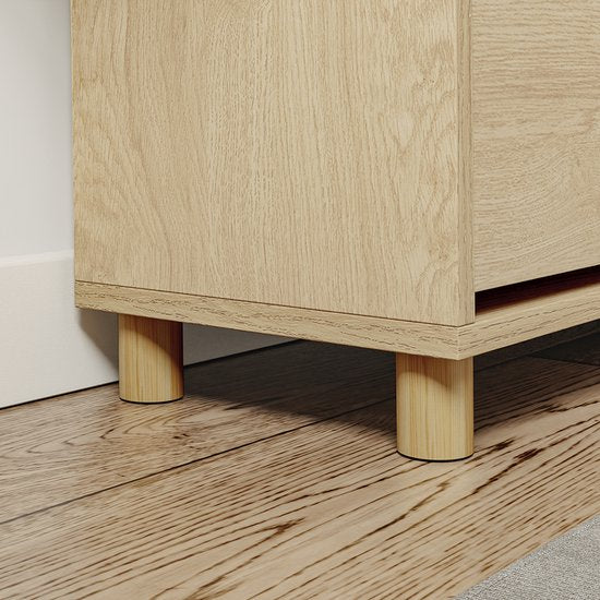 SoBuy - Schoeiselbank met opbergruimte - Licht eiken - 100x24x50 cm - 2 deuren - Max. belasting 237 kg