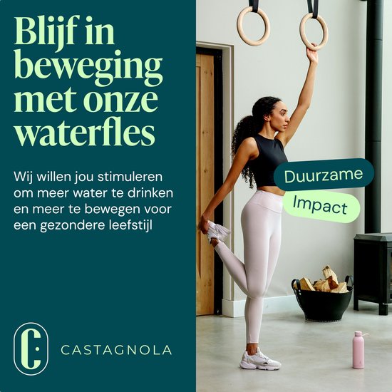 Castagnola Waterfles - RVS Drinkfles 500 ML - Stalen Thermosfles - Drinkflessen voor Volwassenen - Dubbelwandig - Lichtroze