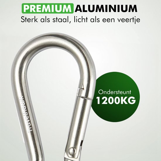 Travelhawk Karabijnhaak - Musketonhaak met Veerclip - Karabijnhaak Sleutelhanger - 4 Stuks - RVS - Zilver