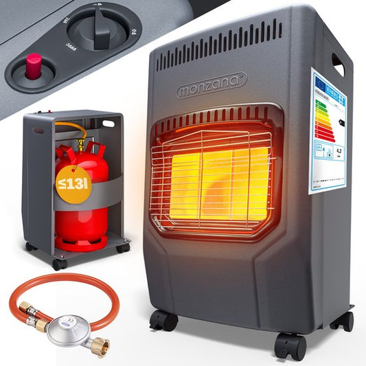 MONZANA Mobiele Gaskachel – 3 Warmteniveaus 4500W – Keramisch Zwart