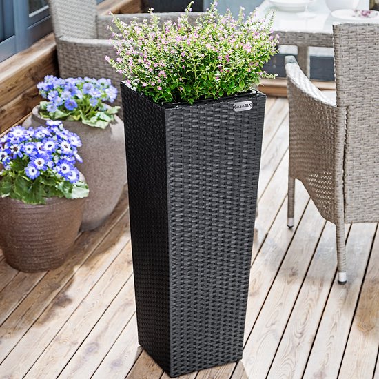 Casaria Bloempotten 3 Stuks - Polyrotan - Zwart