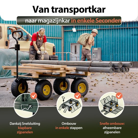 Gardebruk Bolderkar Binnenzeil - Belastbaar tot 550 kg – Groen