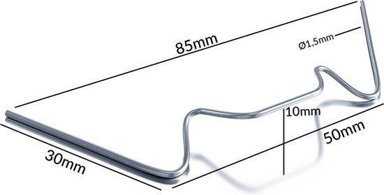Deuba Broeikas Glasklemmen – 50 Stuks 85x30mm – RVS Zilver
