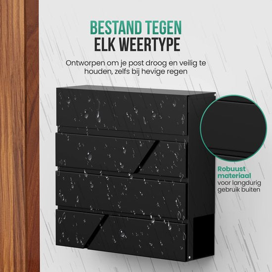 Avalo Brievenbus RVS Zwart met Krantenvak en Slot - Incl. Montagemateriaal & 2 Sleutels