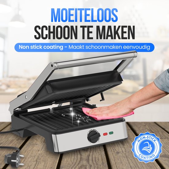 Strex Tosti Apparaat XL Met Temperatuurregeling - Contactgrill Groot / Tosti Ijzer / Broodrooster / Grill Apparaat / Panini Grill - PFAS Vrij - 2200W