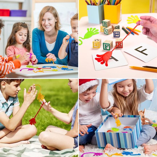 Partizzle 48x Kleverige Plakhandjes - Sticky Hands Uitdeelcadeautjes - Grabbelton Traktatie Cadeautjes - Sensorisch Klein Speelgoed - Voor Kinderen & Peuters