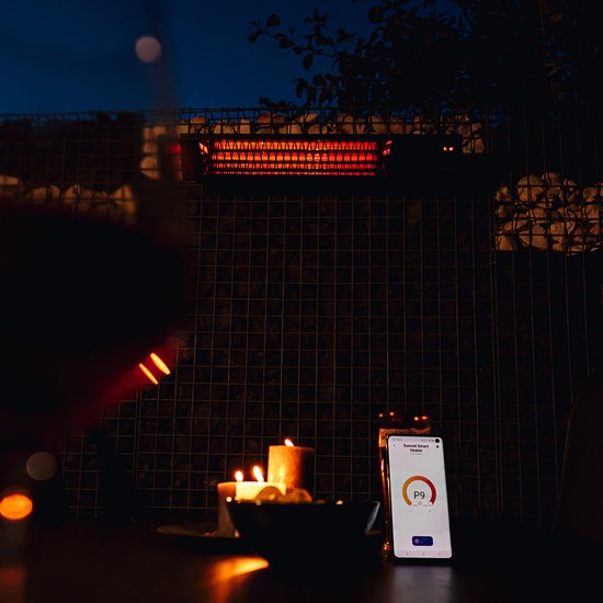 Sunred – Triangle - Dark lijn - Zwart - Wand model - Terrasverwarmer – Carbon rosé goud technologie - 2500 W – ECO - 9 standen - Afstand bestuurbaar - SMART – APP – Timer - Elektrische heater – SMART heater – SLIMME heater