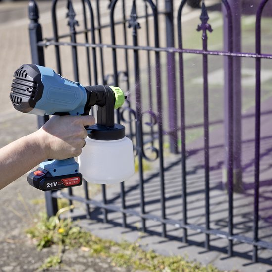 QLT Verfspuit op Accu voor Watergedragen en Oplosmiddelhoudende Verf, Lak en Beits - Airbrush met verstelbare Spuitmond – Verfpistool – 800ML
