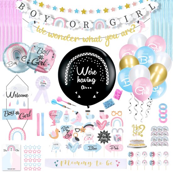 Partizzle Gender Reveal Party Versiering Pakket - Babyshower Ballonnen Decoratie - Geslacht Bekend Maken - Boy or Girl - XXL