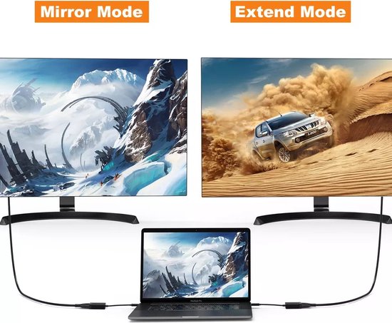Techvavo® USB C naar VGA Adapter - USB C naar VGA - Full HD 1080P - Man naar Vrouw - Zwart