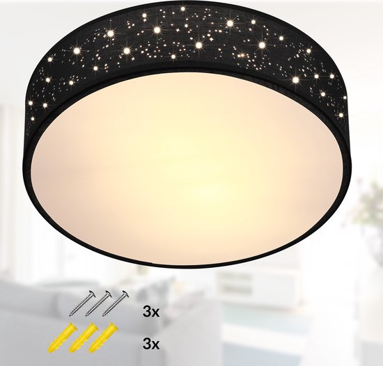 Monzana Plafondlamp - Sterrenhemel Rond 38cm 40 Watt Stof - Zwart
