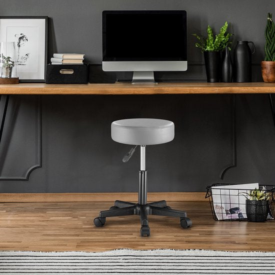 Casaria Verstelbare Draaikruk - 46/60cm Zithoogte – 1 Stuks Grijs
