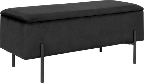 House Nordic - Bankje met Opbergruimte Luna - 95 x 36,5 x 46 cm - Zwart