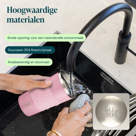 Castagnola Thermosbeker - Koffiebeker To Go - Travel Mug voor Koffie en Thee - Theebeker - 510 ML - RVS - Roze