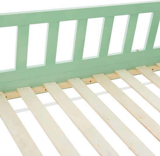 Juskys – Marli Kinderbed & Huisbed Met Bedladen – 90 x 200 cm – Voorzien Van Uitvalbeveiliging En Lattenbodem – Voor Jongens En Meisjes – Mint Grenenhout