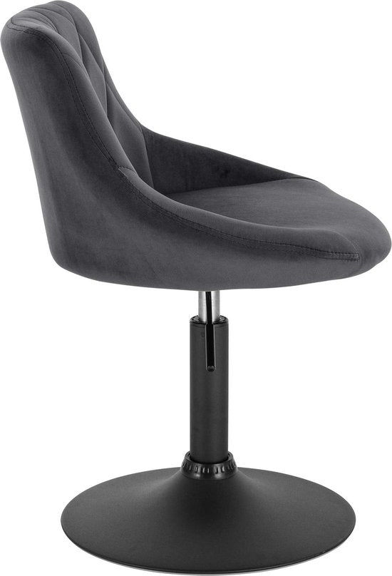 Rootz Velvet Barkruk - Tegenstoel - Verstelbare zitting - Draaikruk - Lounge Sessel - Gewatteerde kruk - Keukenstoel - Donkergrijs - 22,0x19,3x15,7 inch