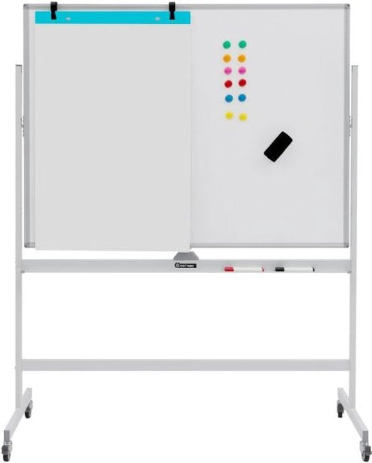 Coast Whiteboard – Dubbelzijdig & In Hoogte Verstelbaar – 126 x 53,5 x 180 cm – Wit