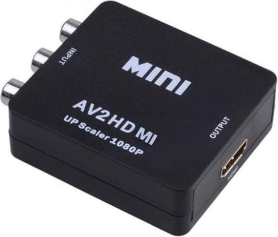 Garpex® Tulpen naar HDMI Converter – AV naar HDMI Adapter – Composiet naar HDMI – Wii naar HDMI – 1080P Full HD – Inclusief USB-voedingskabel - Zwart