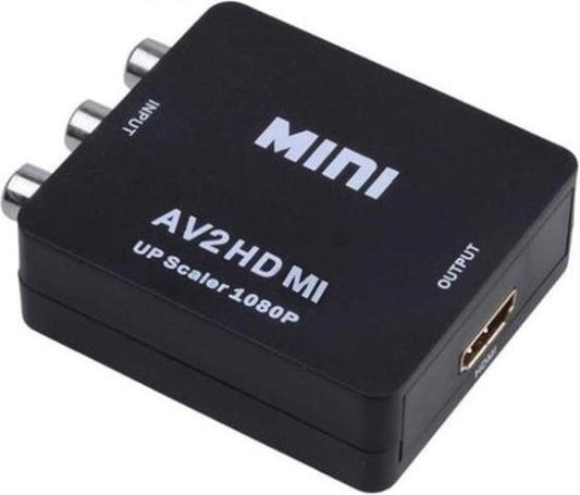 Garpex® Tulpen naar HDMI Converter – AV naar HDMI Adapter – Composiet naar HDMI – Wii naar HDMI – 1080P Full HD – Inclusief USB-voedingskabel - Zwart