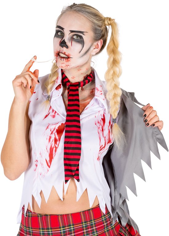 Dressforfun vrouwenkostuum sexy zombie XL - verkleedkleding kostuum halloween verkleden feestkleding carnavalskleding carnaval feestkledij partykleding - 300128