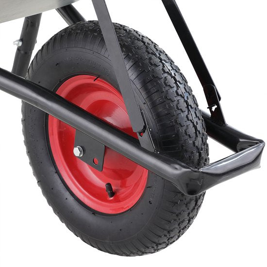 Gardebruk Kruiwagen 100L - Luchtband - 250kg Draagkracht Zilver