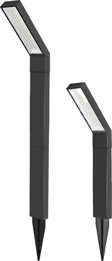 FlinQ Yora Solar Tuinverlichting - Tuinlampen op zonne-energie - Buitenlamp - Aluminium - 2-pack - Zwart