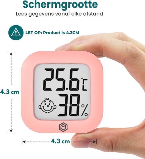 Ease Electronicz Hygrometer - Weerstation - Luchtvochtigheidsmeter - Thermometer Voor Binnen - Incl. Batterij en Plakstrip